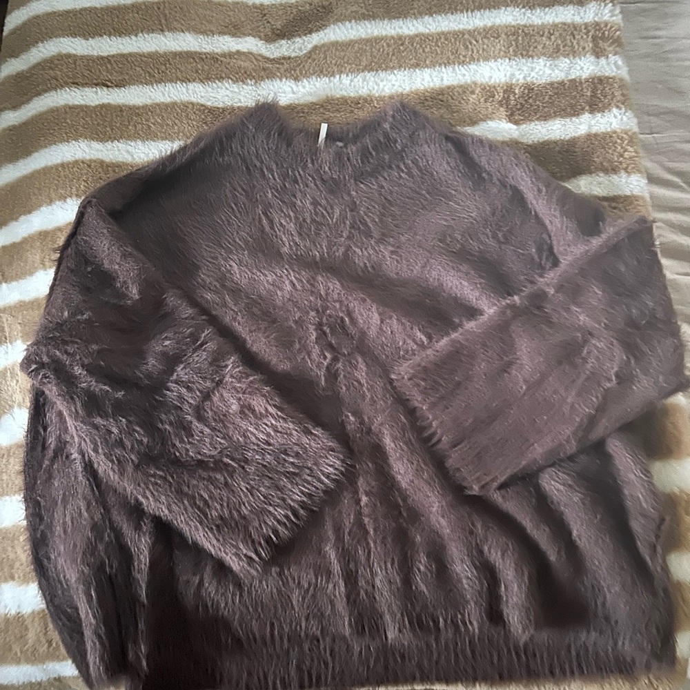 Free People Fuzzy Brown Sweater